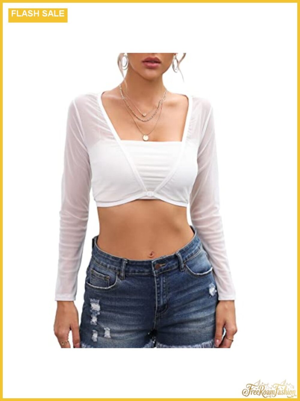 Women's Lace Shrug Crop Top Long Sleeve Cardigan Cover Up